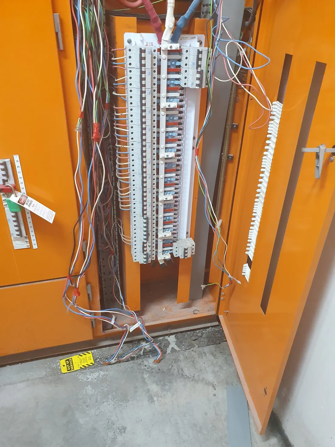 Distribution board isolated and tagged during a shutdown