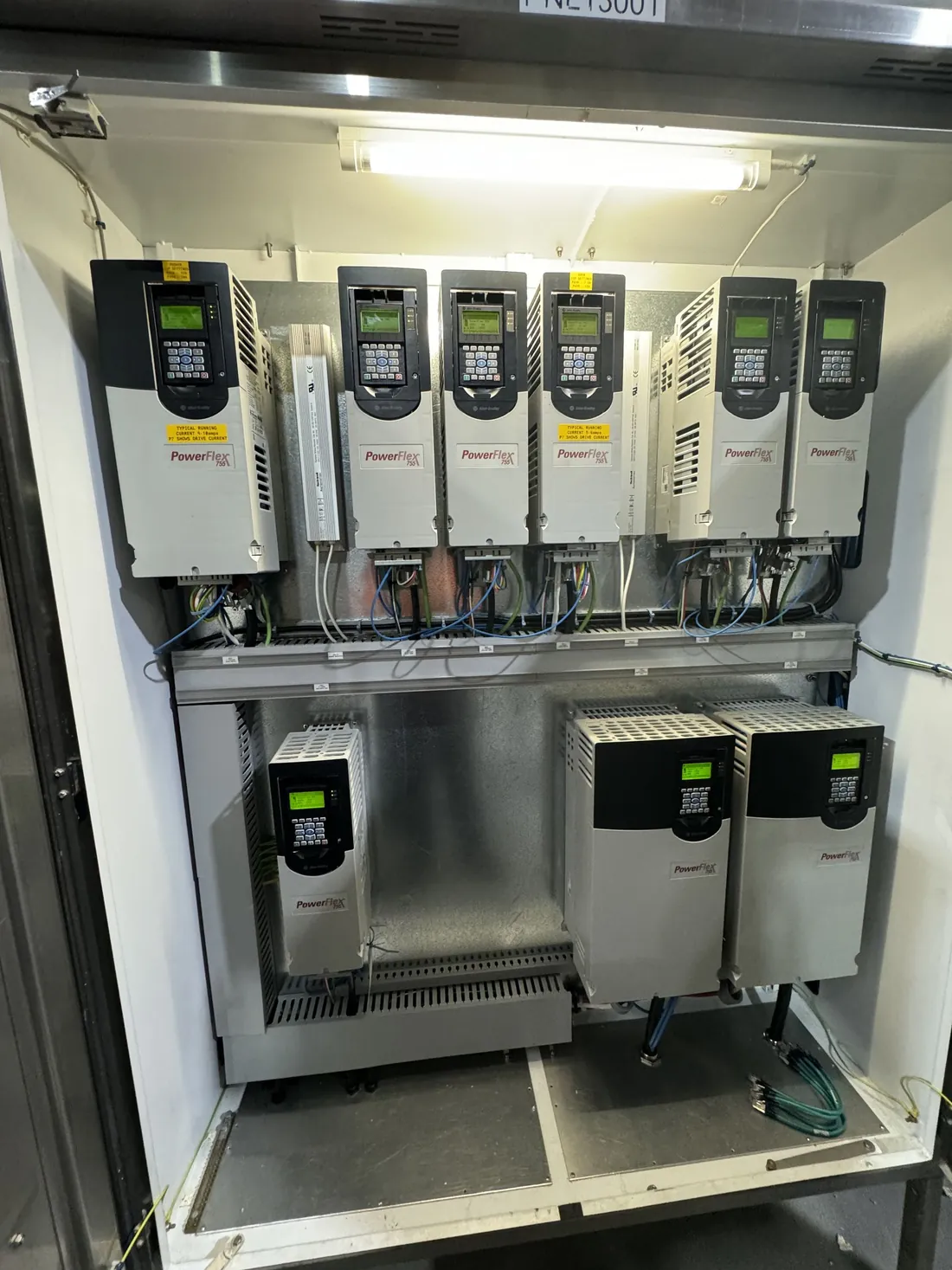 Allen-Bradley PowerFlex 755 drives in a plant cabinet