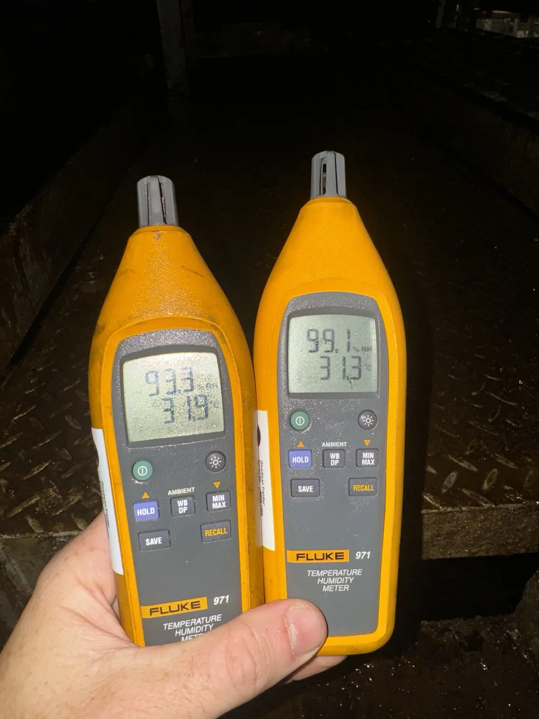 Recording temperature and humidity readings during a planned maintenance visit
